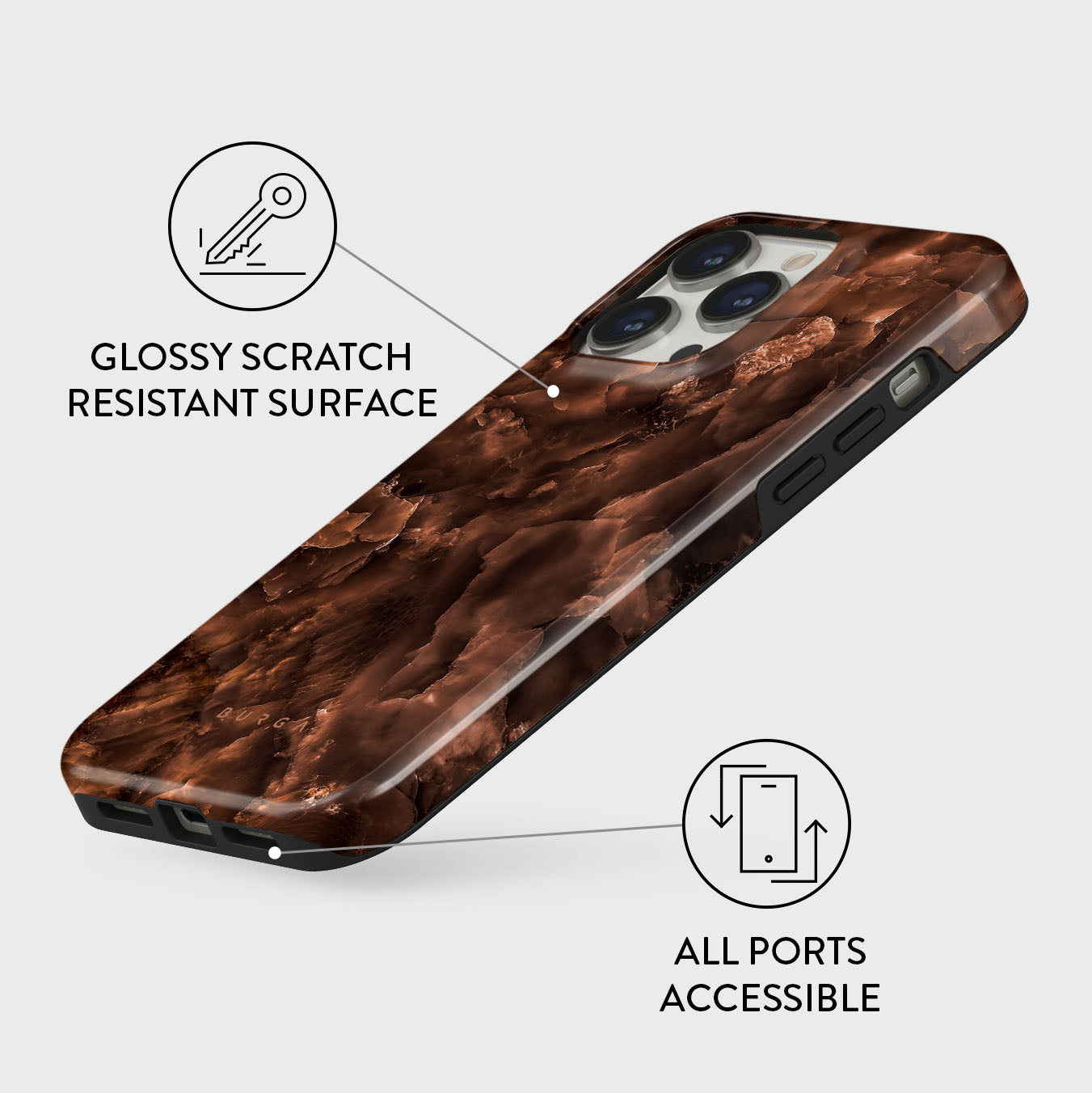 UB iPhone case (BROWN)対応機種：iPhone13/14共通 iPhone 13 Pro Case, Toasted Chestnut | BURGA