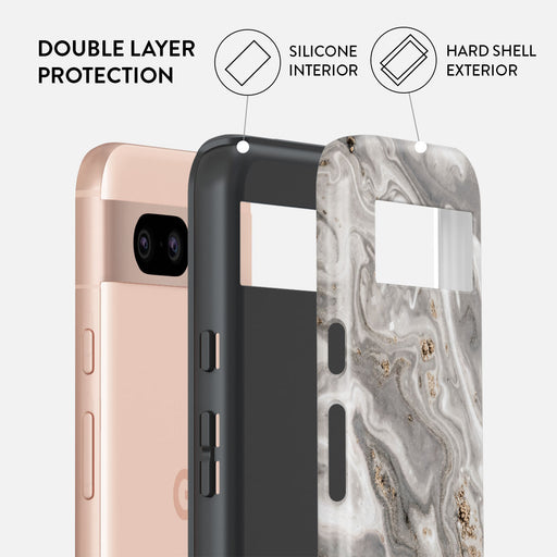 Snowstorm - Grey Marble Google Pixel 8a Case 2