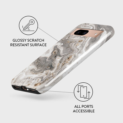 Snowstorm - Grey Marble Google Pixel 8a Case 3