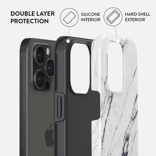 Satin White - Marble iPhone 15 Pro Max Case 6