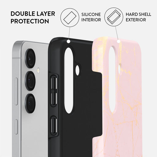 Peachy Gold - Pink Marble Samsung Galaxy S25 Plus Case 2