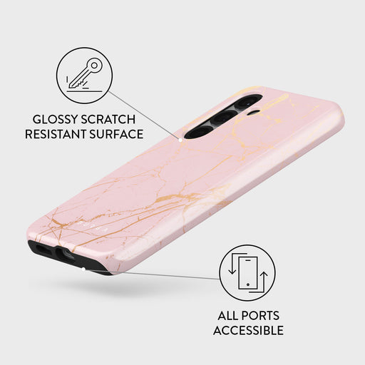 Peachy Gold - Pink Marble Samsung Galaxy S25 Plus Case 3