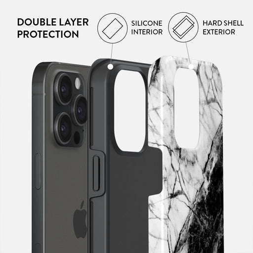 Fatal Contradiction - Black & White Marble iPhone 15 Pro Max Case 6