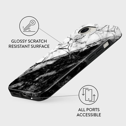 Fatal Contradiction - Black & White Marble iPhone 16e Case 3