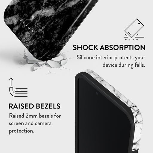 Fatal Contradiction - Black & White Marble iPhone 16e Case 4