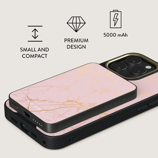 Peachy Gold - Pink Marble Magnetic Power Bank 2