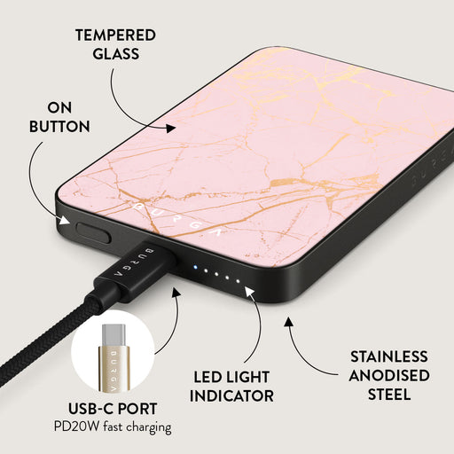 Peachy Gold - Pink Marble Magnetic Power Bank 5