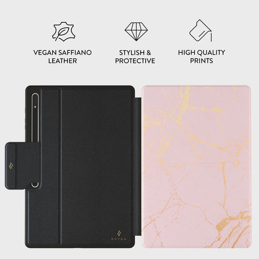 Peachy Gold - Pink Marble Samsung Galaxy Tab S9 Ultra Case 2