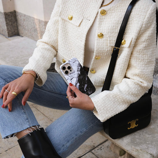 Fatal Contradiction - Black & White Marble iPhone 15 Pro Max Case 24