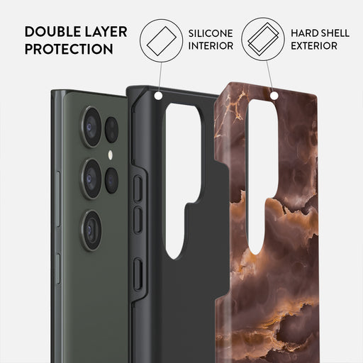 Fire Wood - Brown Marble Samsung Galaxy S23 Ultra Case 6