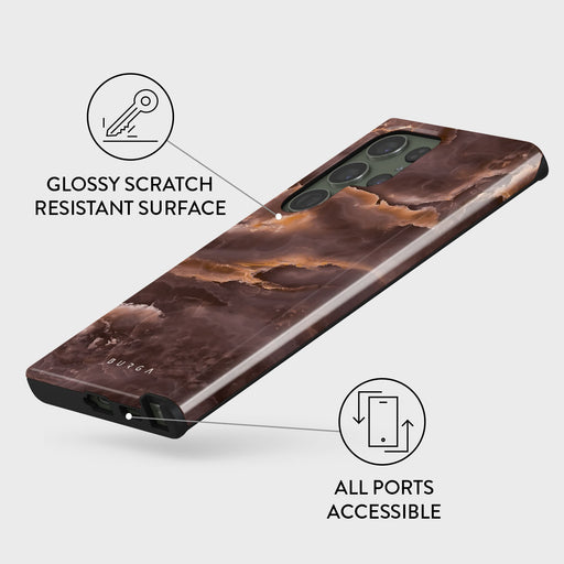 Fire Wood - Brown Marble Samsung Galaxy S23 Ultra Case 7