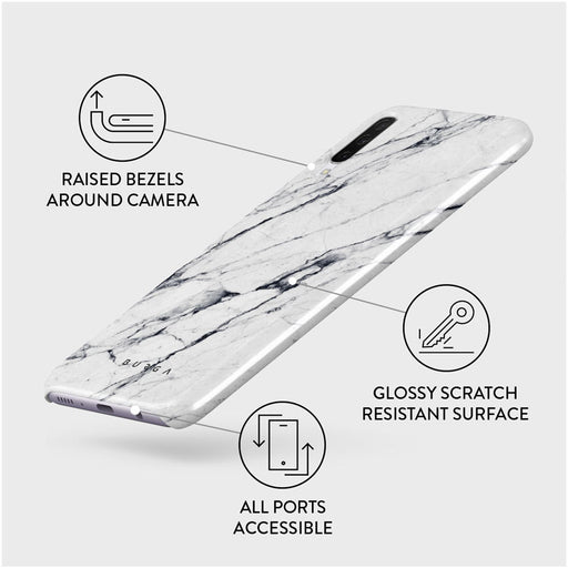 Satin White - Marble Samsung Galaxy A70 Case 3
