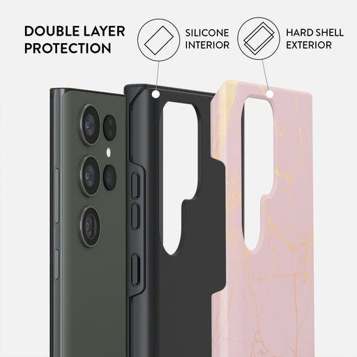 Peachy Gold - Pink Marble Samsung Galaxy S23 Ultra Case 6