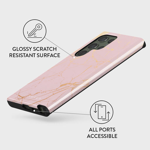 Peachy Gold - Pink Marble Samsung Galaxy S23 Ultra Case 7
