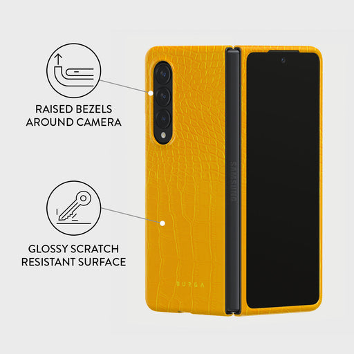 Canary Yellow - Snake Skin Samsung Galaxy Z Fold 3 Case 3